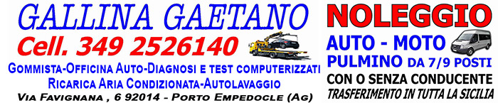 Autonolleggio Autofficina Gallina - Porto Empedocle - Via Favignana , 6  - 0922 634965 - Vetrina Diretta Facile - 